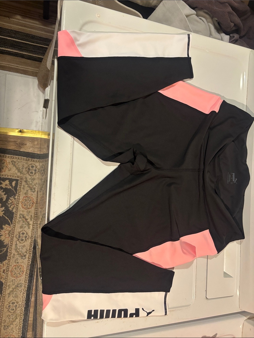 Puma Black with Pink & White Colorblock Leggings